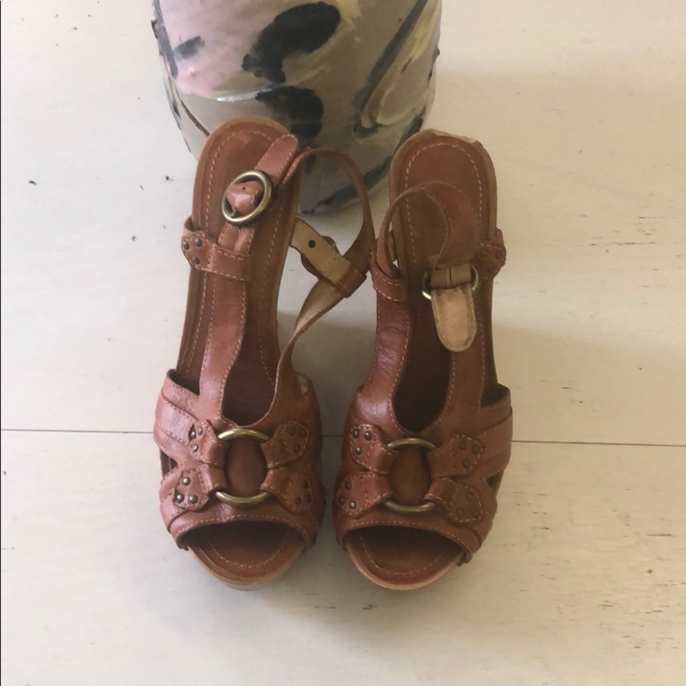 Frye Wood and leather wedges